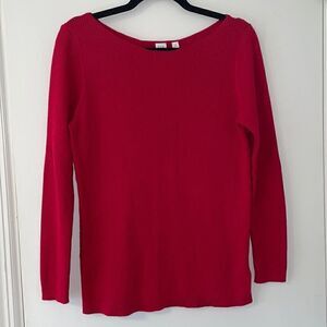 GAP simple red rib knit boat neck long sleeve pullover sweater size Medium